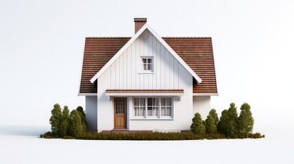 3D rendering of a house model on white background.
