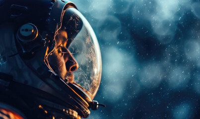 Profile portrait of astronaut in helmet
