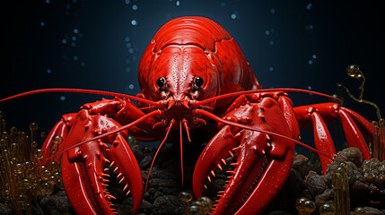 lobster on blue HD 8K wallpaper Stock Photographic Image