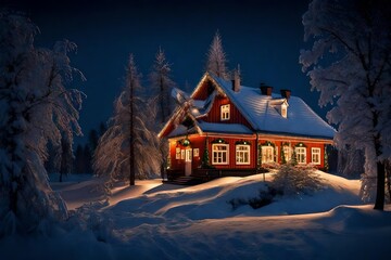 christmas house in the forest