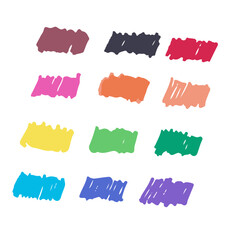 カラフルなマーカー線のイラストセット　ベクター