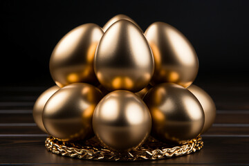 Generative ai collage image photo of golden eggs collection financial profit concept - Powered by Adobe