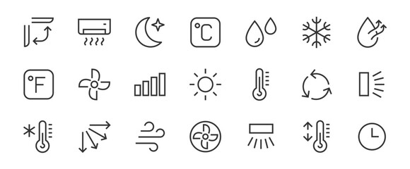 Air Conditioning thin line icons set. air conditioning symbols. Air conditioner icon. Vector