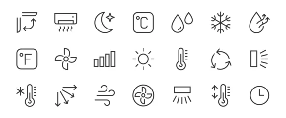 Foto op Plexiglas Air Conditioning thin line icons set. air conditioning symbols. Air conditioner icon. Vector © warmworld
