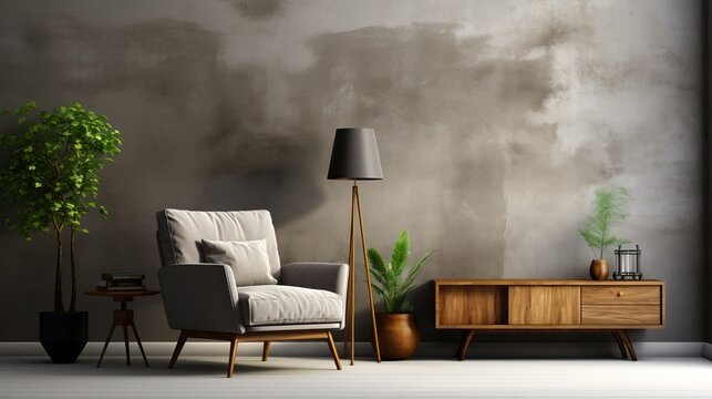 fauteuil avec un grand mur gris, esprits &eacute;pur&eacute;