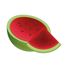 half watermelon illustration 