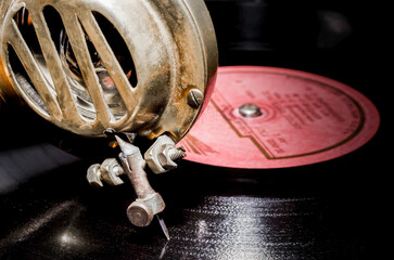 needle and a head of an old antique rarity gramophone made of ye © Sofiia