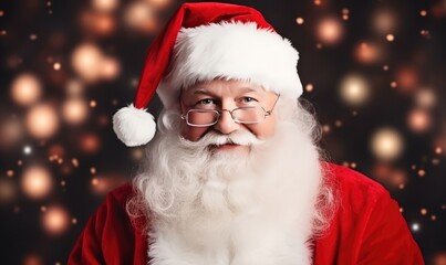 A Jolly Santa Claus with Spectacles and a Bushy Beard