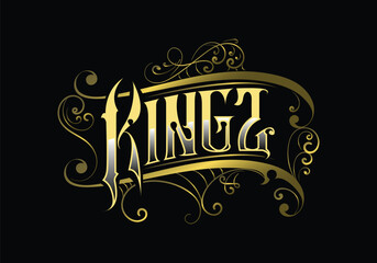 KINGZ word custom lettering style - obrazy, fototapety, plakaty