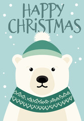 Winter Forest Animals on Polar Bear Christmas Posters