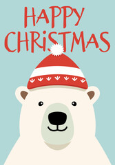 Merry Christmas Posters Featuring Polar Bear and Winter Forest Animals