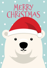 Polar Bear and Winter Forest Animals: Merry Christmas Greeting Cards