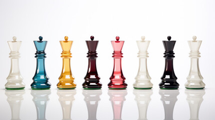 Chess colorful figures pieces tournament game.