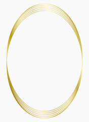 Golden metal oval frame isolated on white. Vector frame for photo. Frame for text, certificate, pictures, diploma	