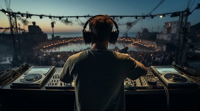 dj in action, view from the back