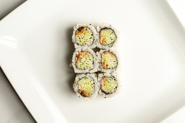 sushi roll with cucumber and eel