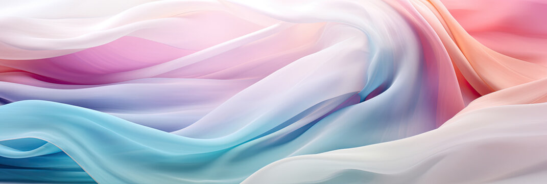 multicolored semitransparent chiffon fabric on white background