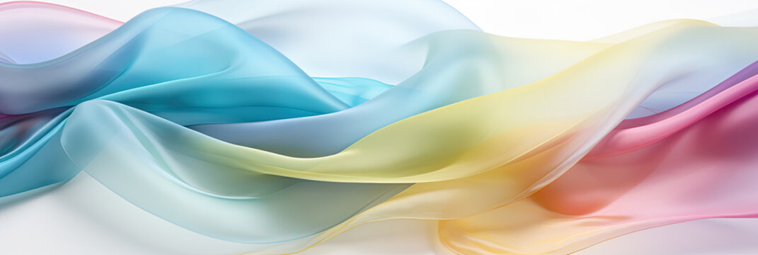 multicolored semitransparent chiffon fabric on white background