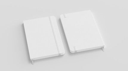 White cover notebook mockup on white background