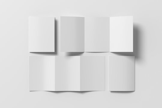 Vertical A5 trifold roll brochure booklet mockup on white background