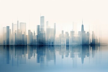 Fototapeta premium Seascape of Urban Calm: An Empty Concrete Structure in Panoramic Style, with Light Indigo and Bronze Tones - An Ethereal Gaze into Serenity and Architectural Beauty