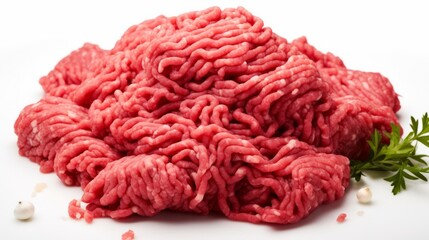 minced beef in a white background