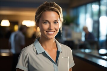Smiling receptionist at the clinic