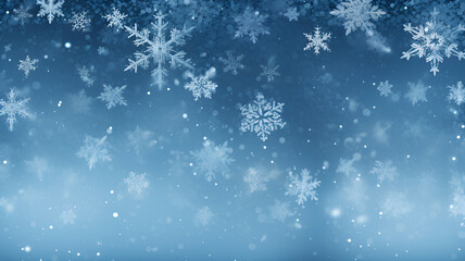 Fototapeta na wymiar blue winter background with snowflakes | generative AI