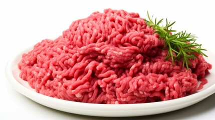 minced beef in a white background 