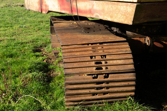 Close up of old caterpillar track