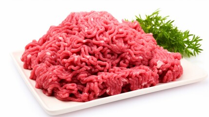minced beef in a white background 
