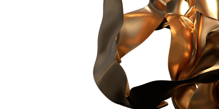 3d render of dark and gold cloth. iridescent holographic foil. abstract art fashion background.