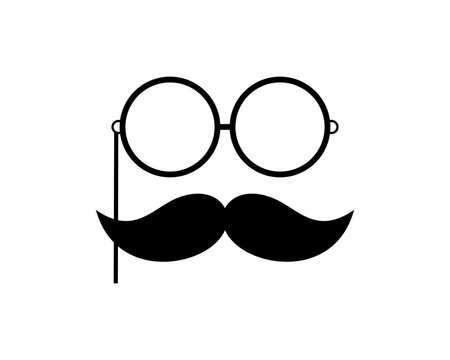 Gentlemen mustache and eyeglasses vector logo