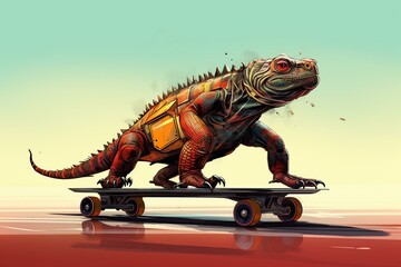 A quadrupedal animal skating smoothly on slick surfaces. Generative AI - obrazy, fototapety, plakaty