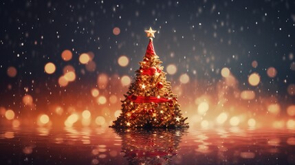 Snowy Christmas Background with Festive Decorations | Winter Holiday Season Image