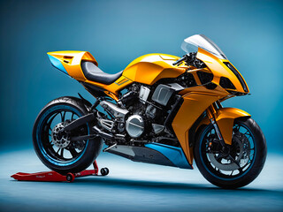 Obraz na płótnie Canvas Yellow sport motorbike