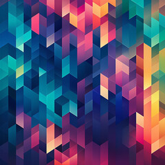 Multi-color geometric triangular low poly low poly style. Gradient background.