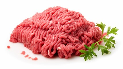 Fresh raw minced meat on white background