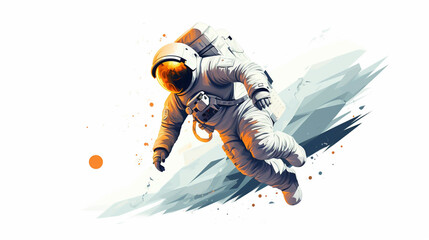An icon of an astronaut in flat art style on a white background - obrazy, fototapety, plakaty