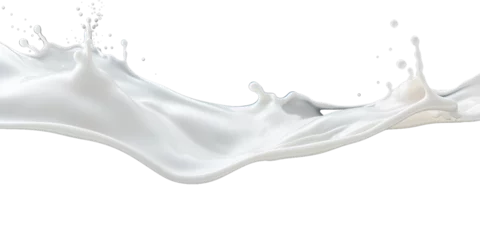 Fototapeten  photorealistic image of a splash of milk. splash of white milk, cream with drops and splashes. © Татьяна Гончарук