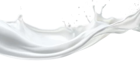 Foto op Plexiglas  photorealistic image of a splash of milk. splash of white milk, cream with drops and splashes. © Татьяна Гончарук
