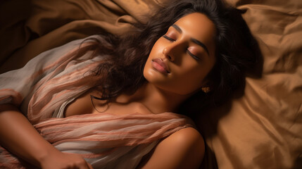 Sleepy Indian Woman in Comfortable Sleepwear