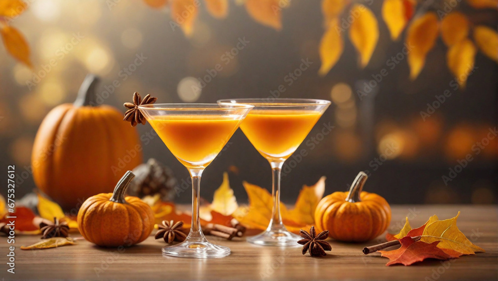 Sticker autumn martini cocktail