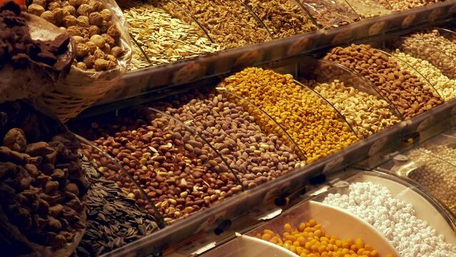 Dried figs and nuts. Istanbul street market