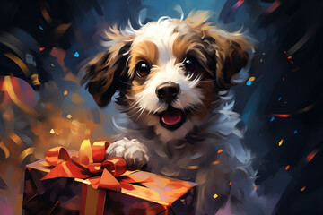 Gift Puppy, a Delightful and Heartwarming Present for Special Occasions like Christmas and Birthdays, Spreading Happiness