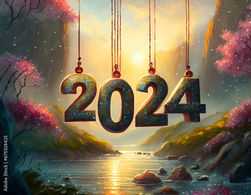 Poster happy new year 2014 with bokeh effect. vector illustration.