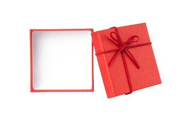 Open empty red gift box isolated on white background with clipping path.