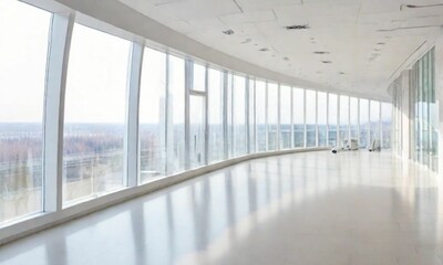  A Softly Blurred Background Capturing the Expansive Hall of an Office or Medical Institution, Accentuated by Panoramic Windows