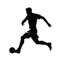 Fototapeta na wymiar Black silhouette of football player, vector illustration isolated on a white background
