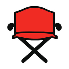 Red camping chair, lawn chair, element  vector illustration isolated